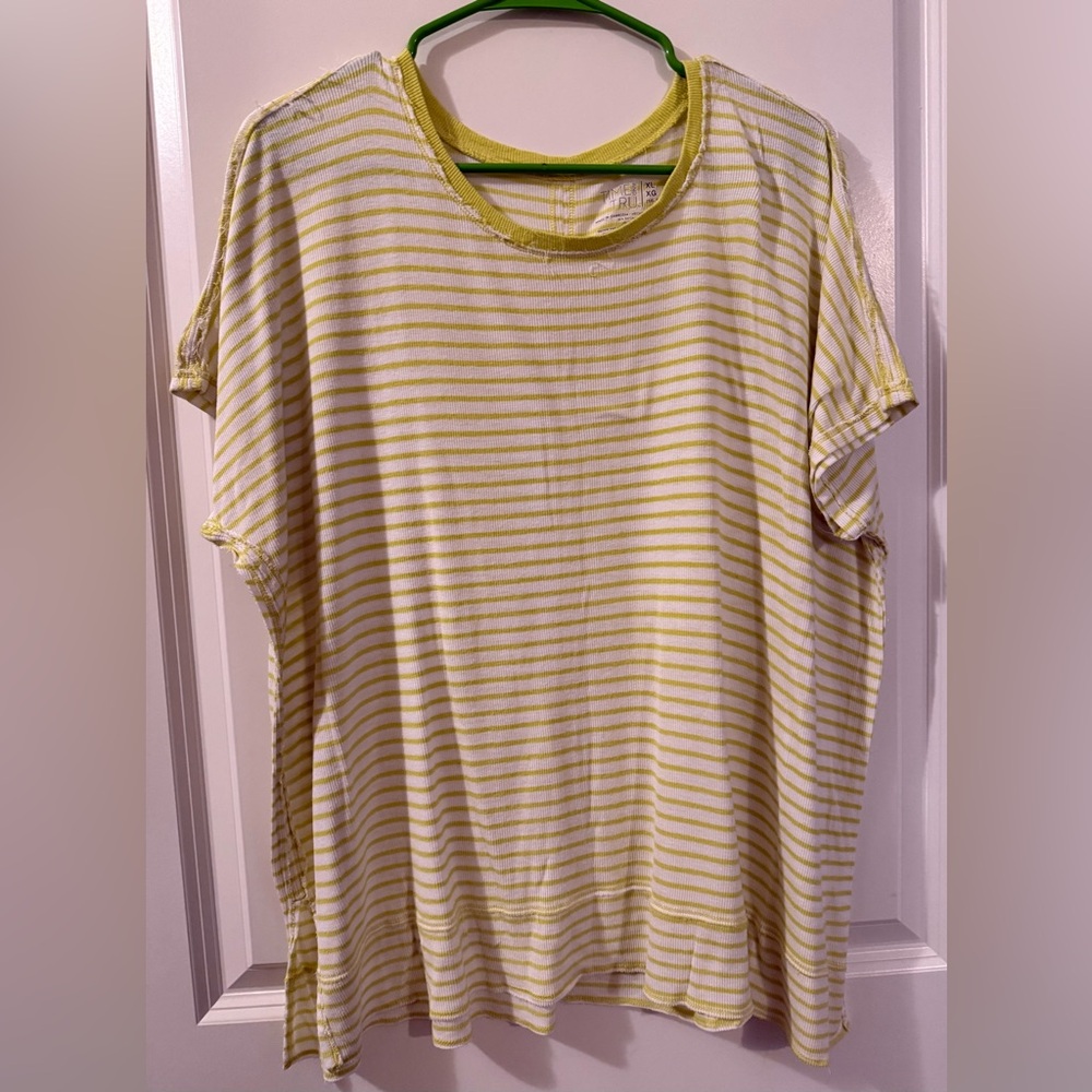 Time and Tru Lemon Striped Top